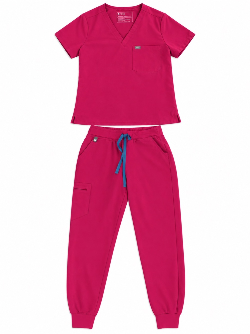 FIGS Technical Collection Women’s Scrub Set Pink Fuchsia Top Jogger Pants M